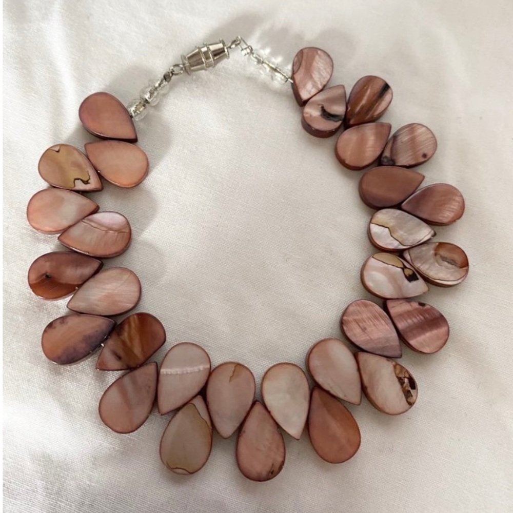 Pink shell teardrop boho bracelet
